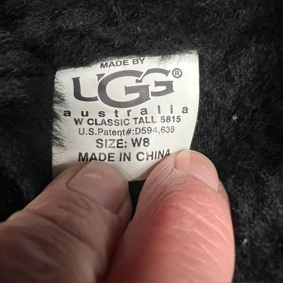 UGG Tall Classic Suede Shearling Boots Women’s Size 8 | Black High Winter Snow - Picture 13 of 13